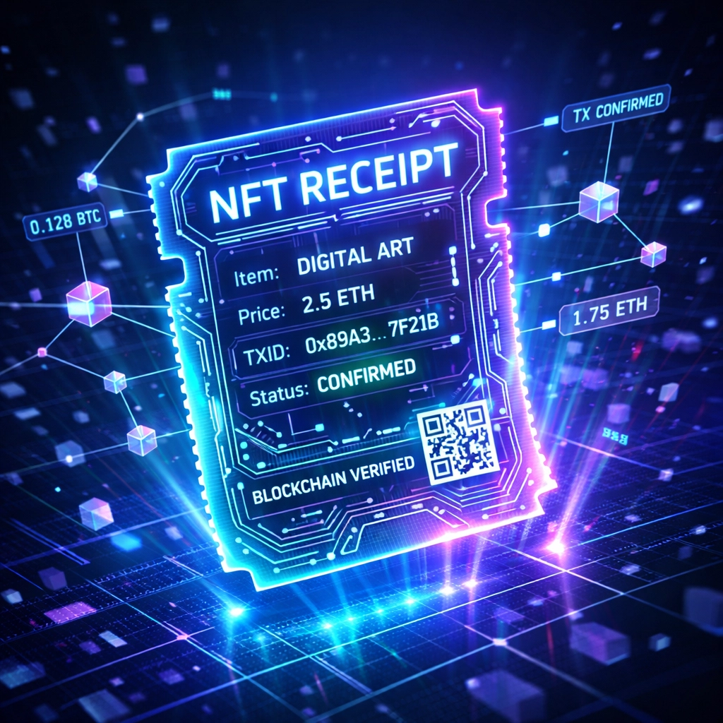 NFT receipt on blockchain representing Larecoin's immutable proof of payment system