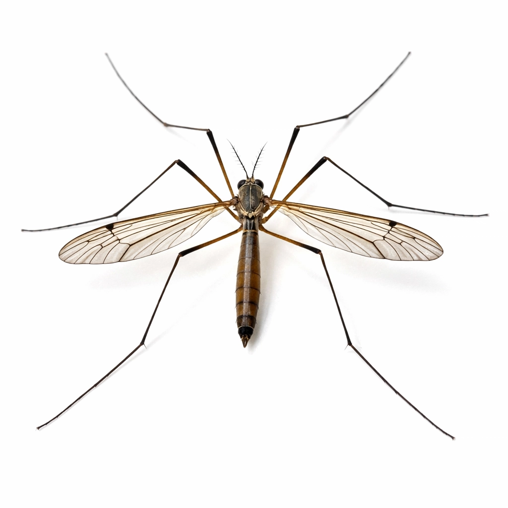 Detailed view of a crane fly with long legs and wings, commonly mistaken for a giant mosquito in Metro Atlanta.