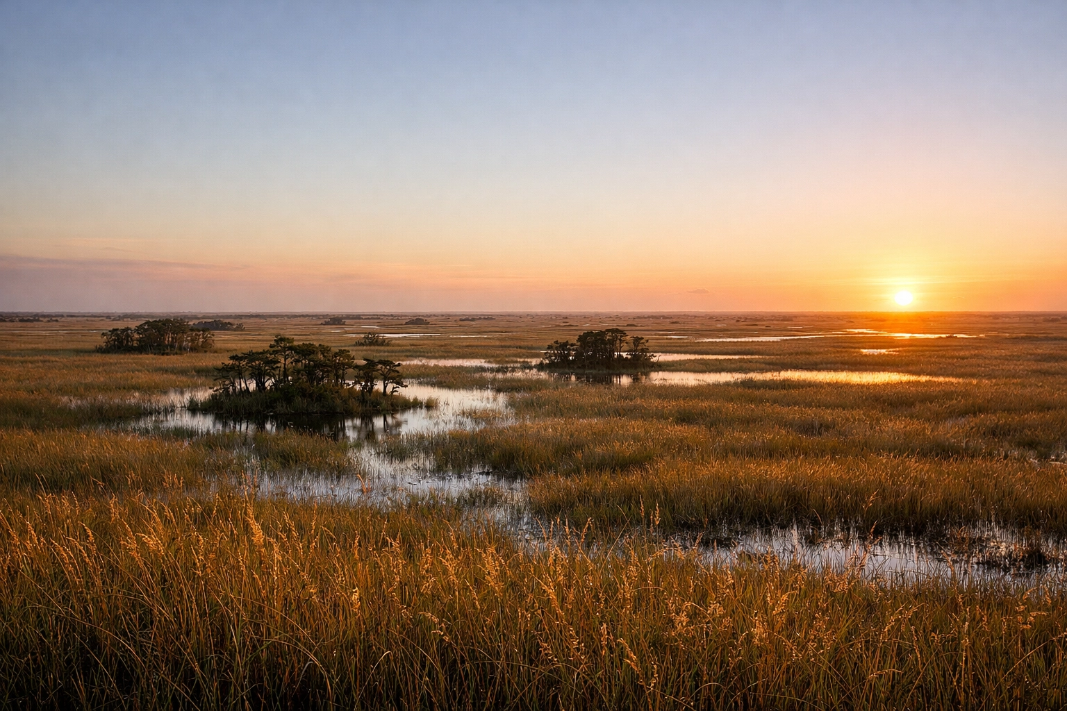 Sunrise view from Pahayokee Overlook, a classic landscape photography location in the Everglades.