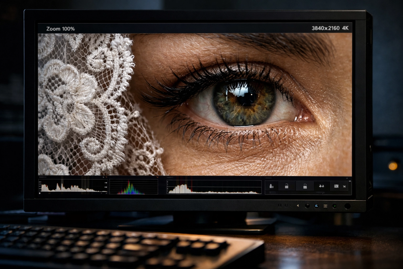 4K monitor showing crisp image details and zero compression artifacts at 100% zoom.