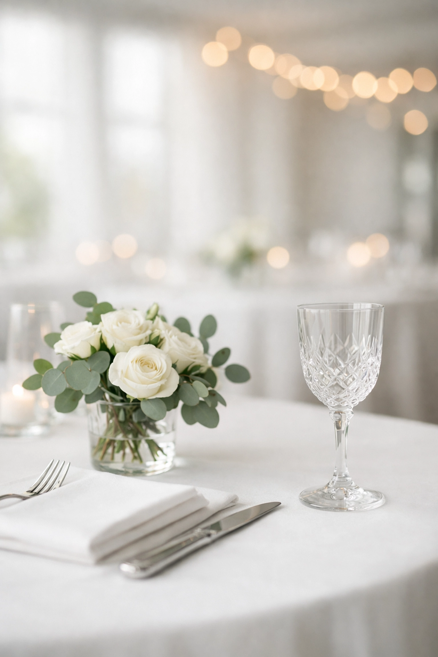 Elegant wedding reception table setting representing a debt-free and financially smart celebration.