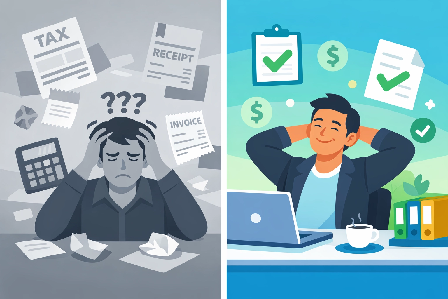 Comparison of DIY tax filing stress versus organized concierge tax preparation service