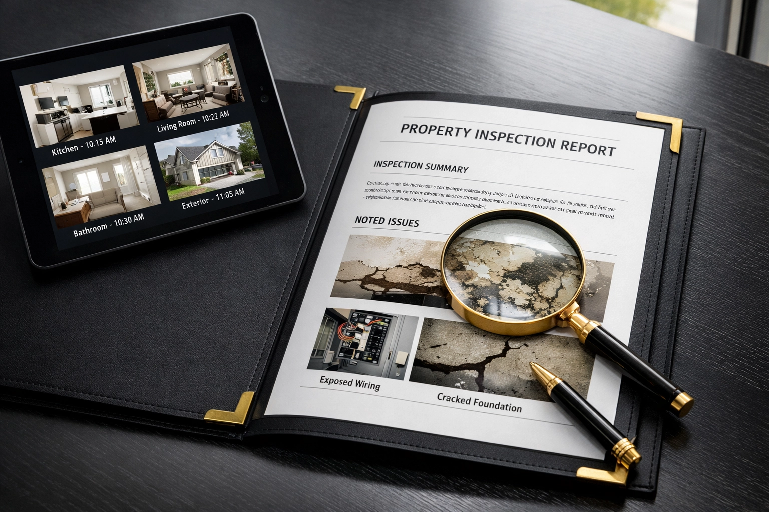 Professional property inspection report with detailed documentation and timestamped photos