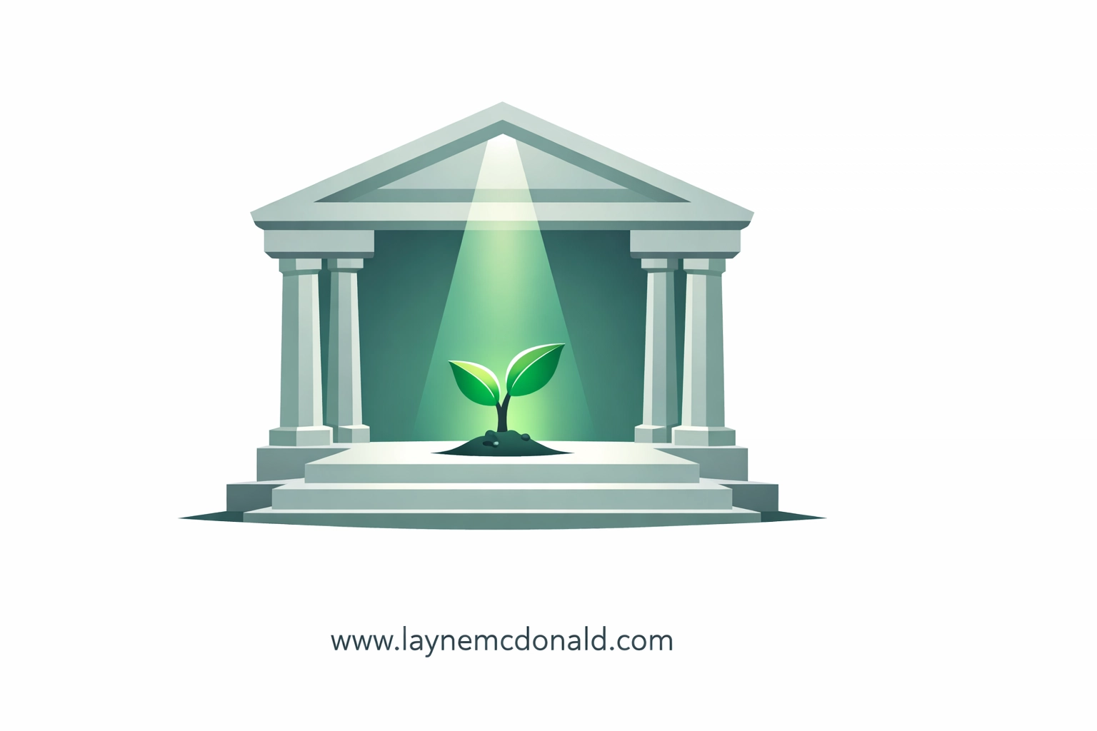 A sapling in a temple, showing stewardship of the body for spiritual health and healing. www.laynemcdonald.com