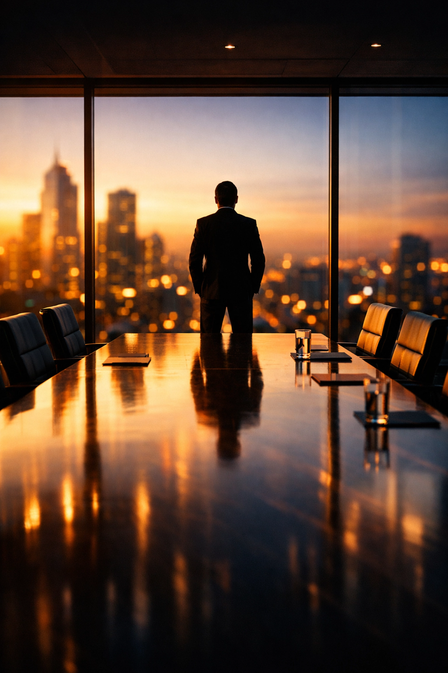 Confident leader visualizing brand authority and success through professional public relations for small business.