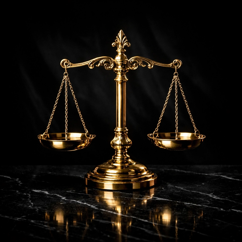 Gold scales of justice representing legal standards for a hostile work environment claim in Florida.