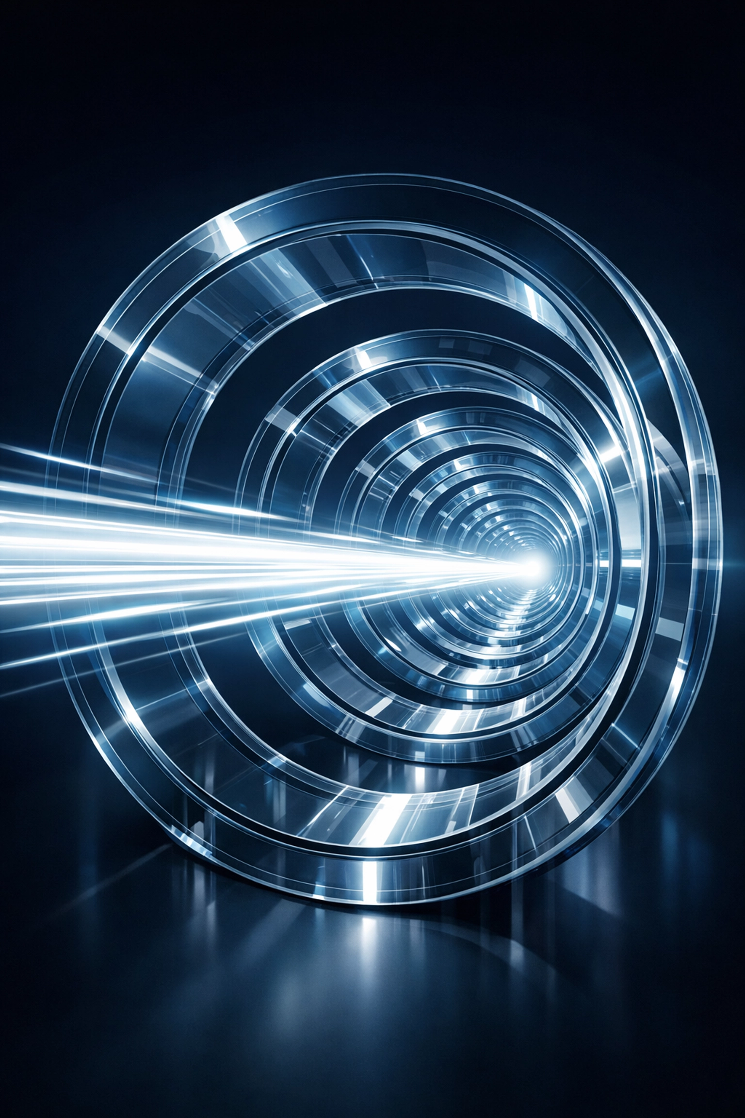 High-speed light trails through a digital conduit symbolizing secure automated data integration and pipelines.