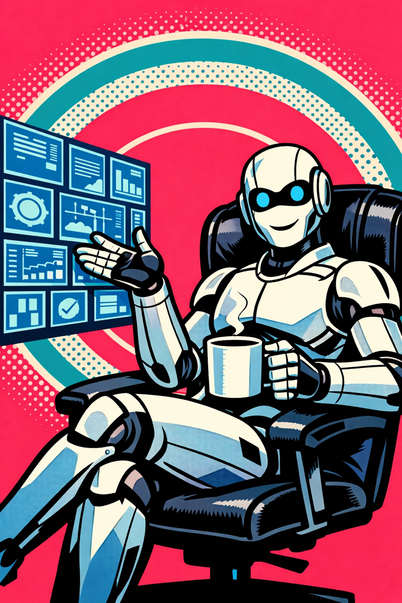 An efficient robotic assistant managing automated business workflows and data tasks.