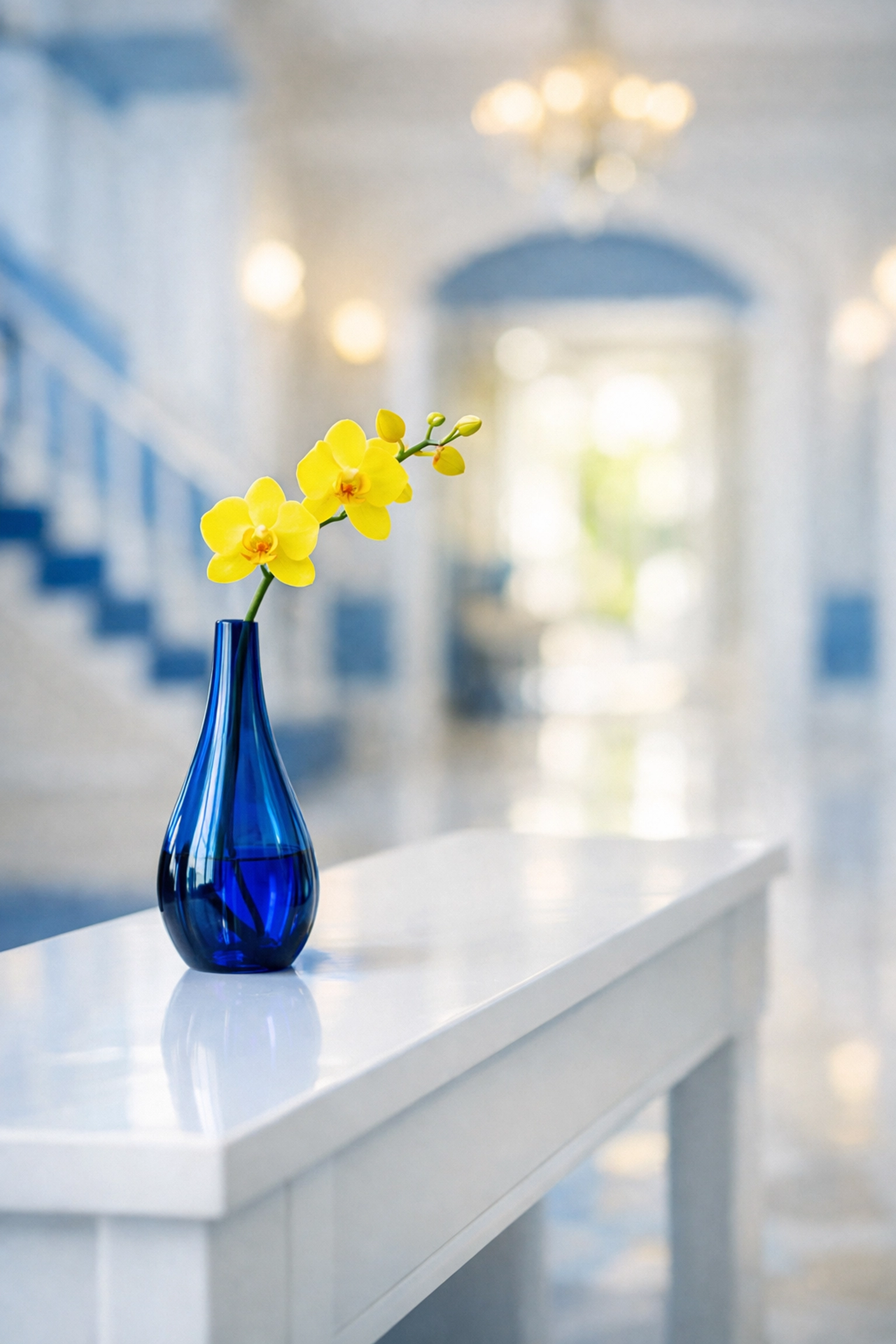 Final touches on a clean console table in a bright foyer after professional residential cleaning Massachusetts.