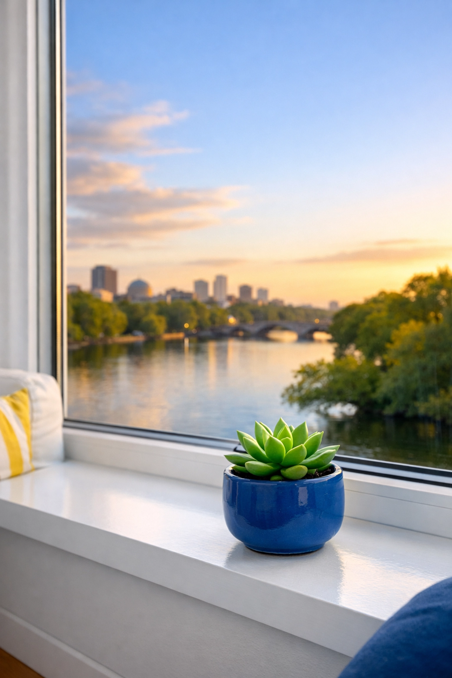 Eco-friendly house cleaning Cambridge MA results in a refreshing view of the Charles River.