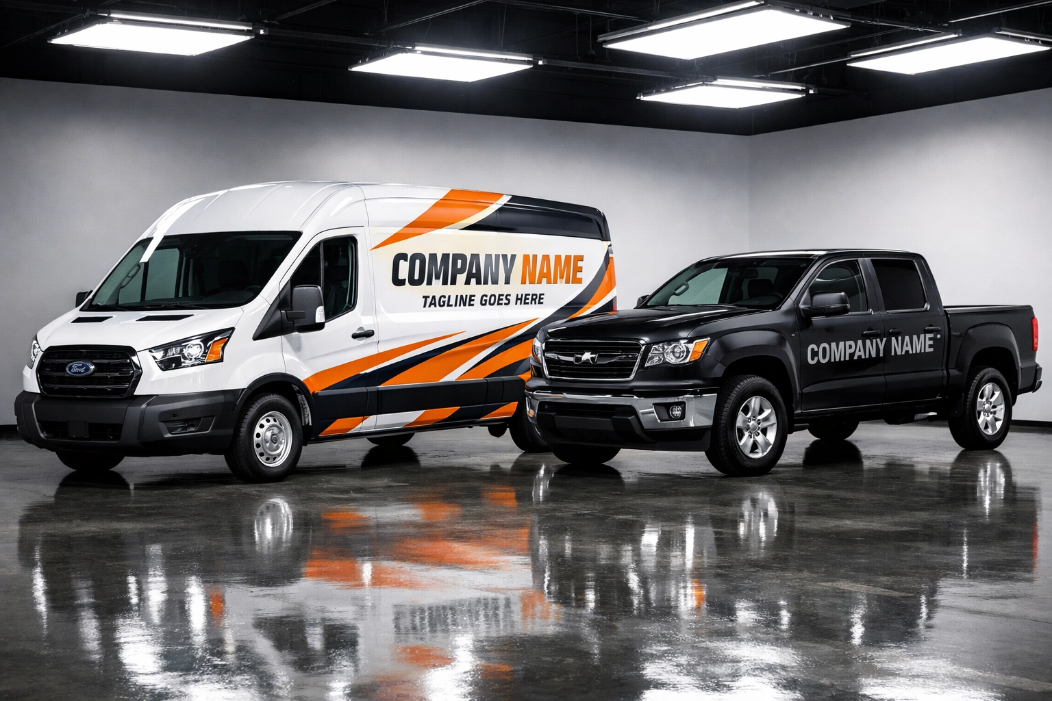 Custom partial car wrap and vinyl lettering on professional service vehicles.