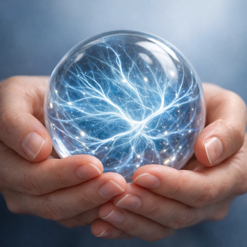 Hands cradling sphere symbolizing nervous system regulation and emotional complexity