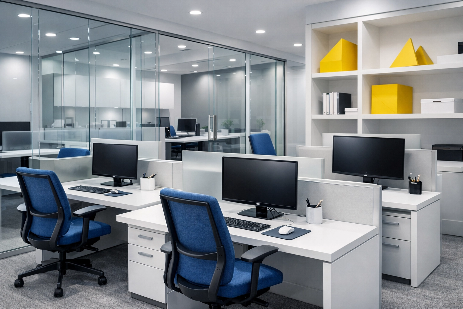 A clean and productive commercial workspace showing professional office cleaning in Marlborough.