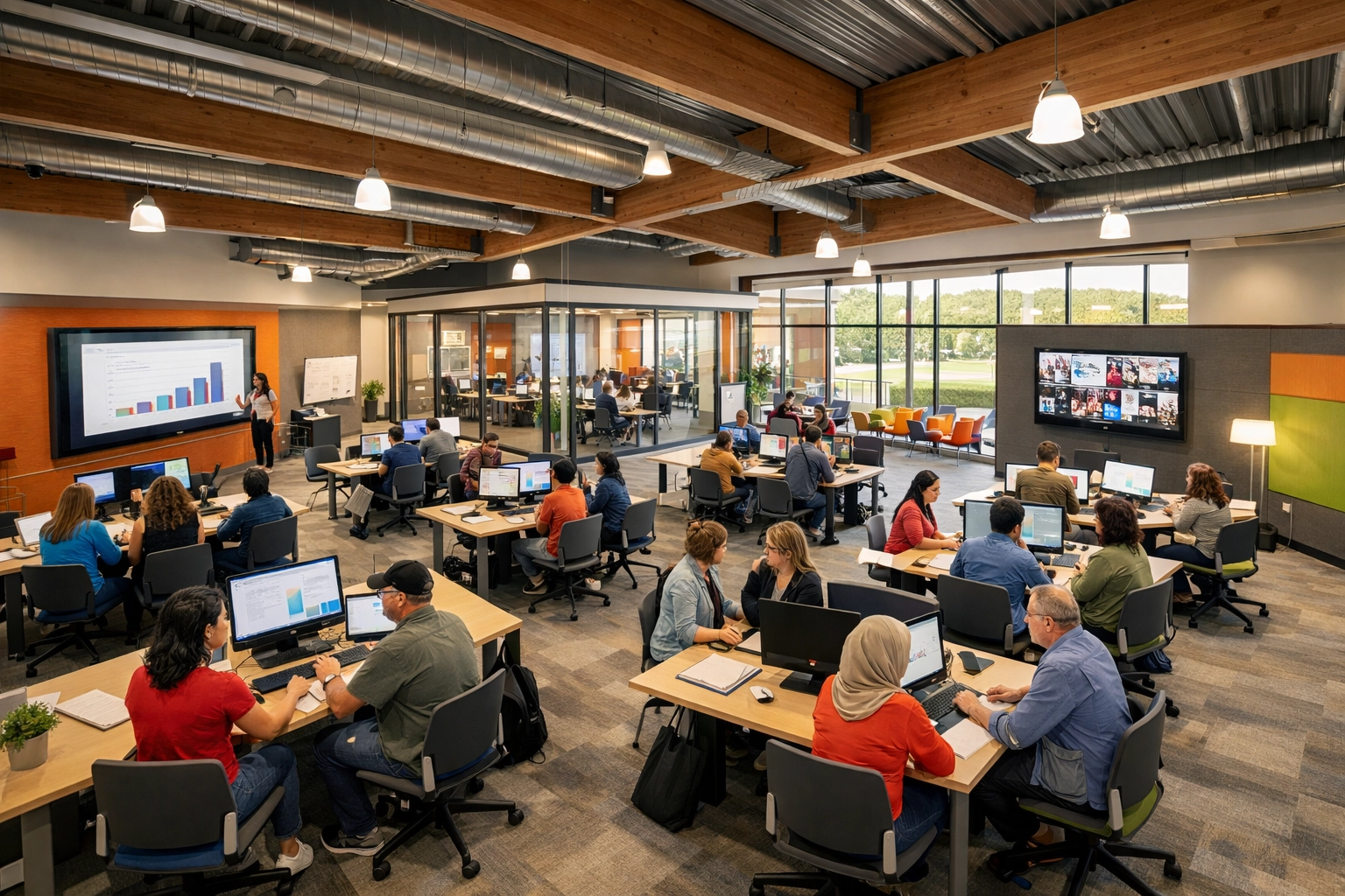 Community workforce training center with distributed learning infrastructure