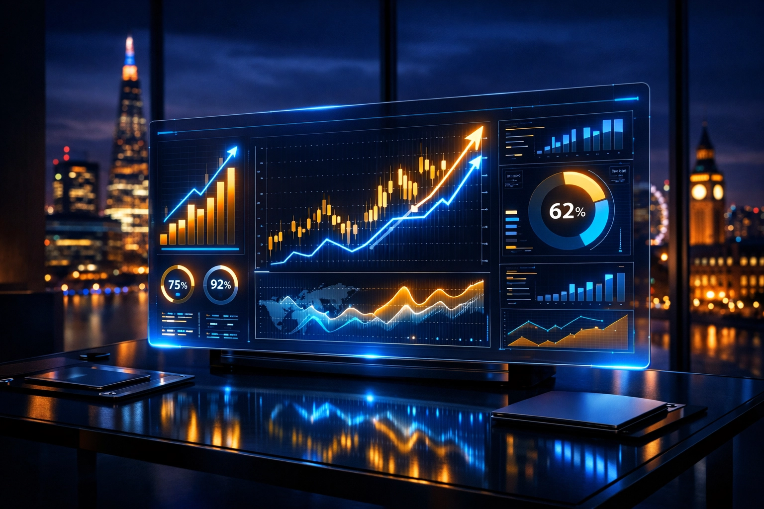Digital dashboard showing analytical growth metrics for Instagram marketing success.