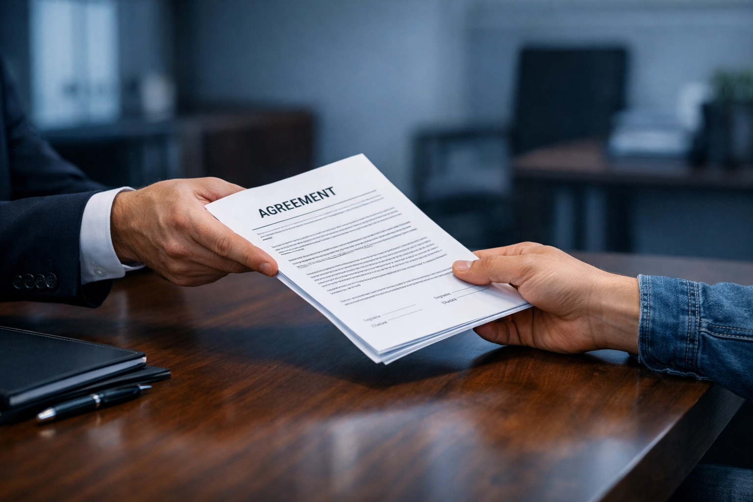 Legal documents being exchanged showing dog bite liability transfer in Massachusetts