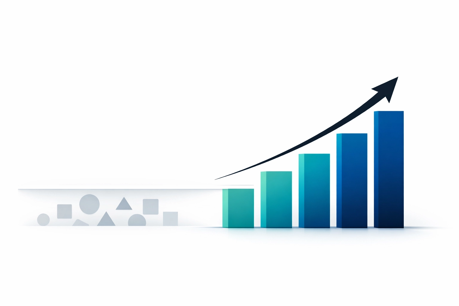 Geometric chart showing increasing Lean Six Sigma ROI and financial growth trajectory.