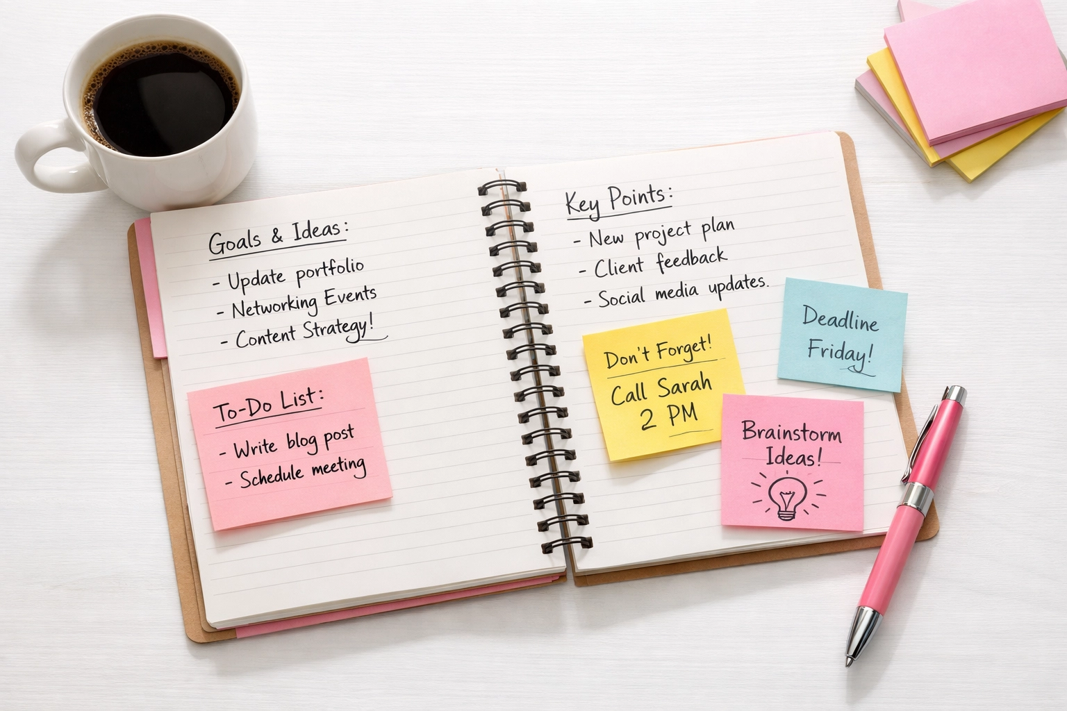 LinkedIn lead generation planning with notebook and smartphone notifications