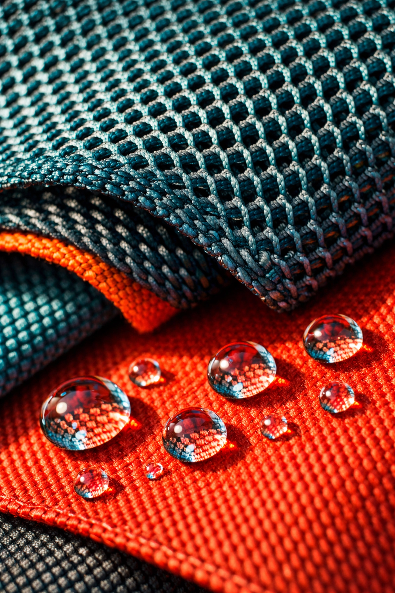 Close-up of water-resistant vinyl and Sunbrella outdoor fabrics used for patio furniture slings.