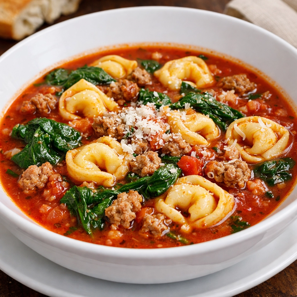 20 Dump-and-Go Crockpot Dinners Hearty 5-ingredient sausage and tortellini soup with spinach for an easy weeknight dinner.