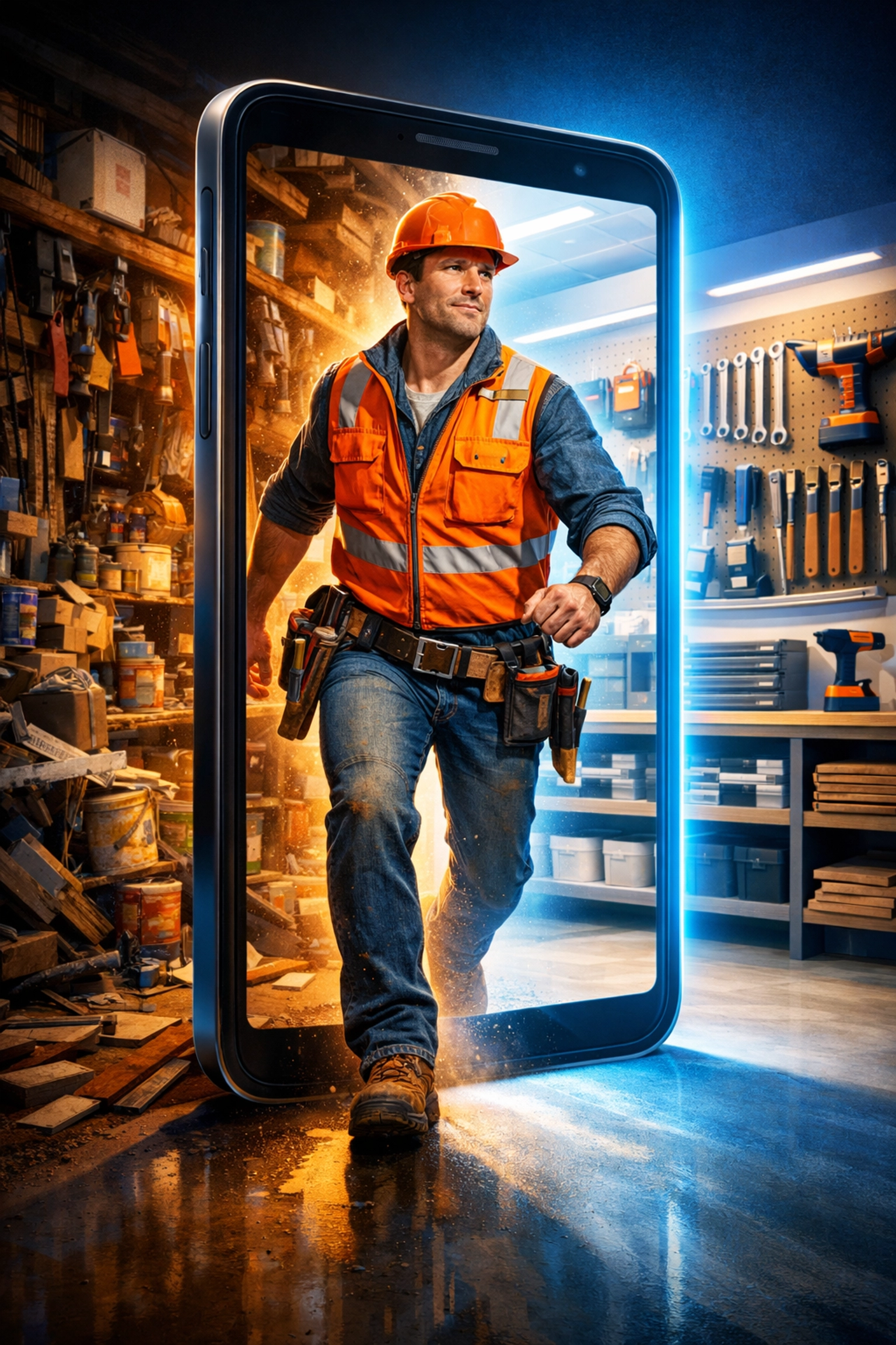 Contractor transitioning from traditional hardware store to modern online construction marketplace