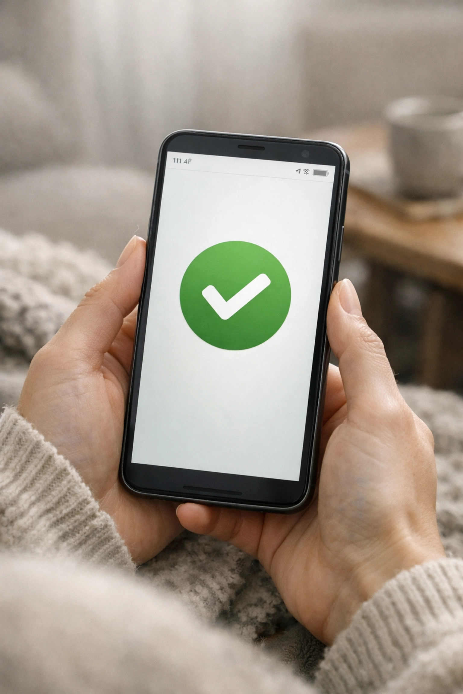 Close-up of a secure smartphone verification for an online cash loan in Canada.