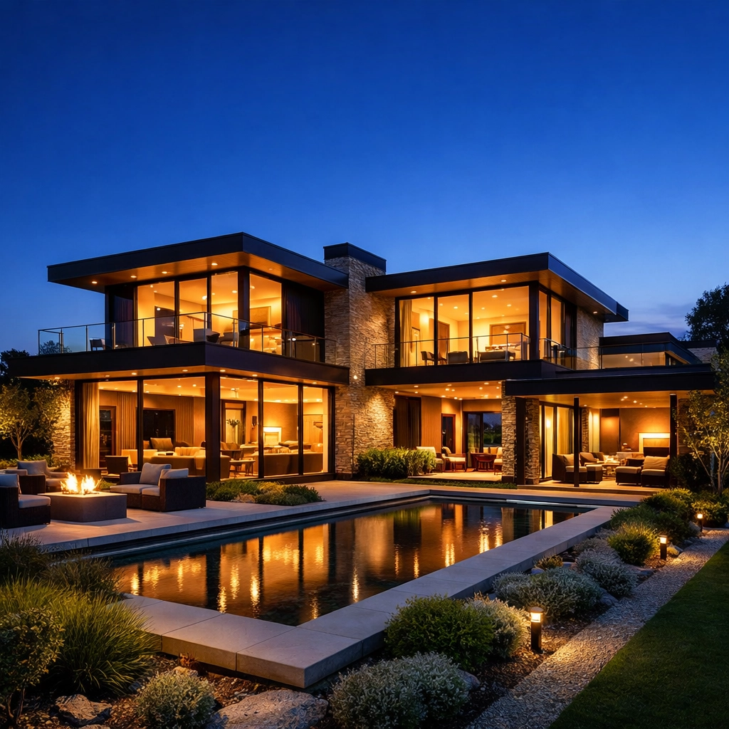 A stunning modern house at twilight representing the long-term goal of successful homeownership.