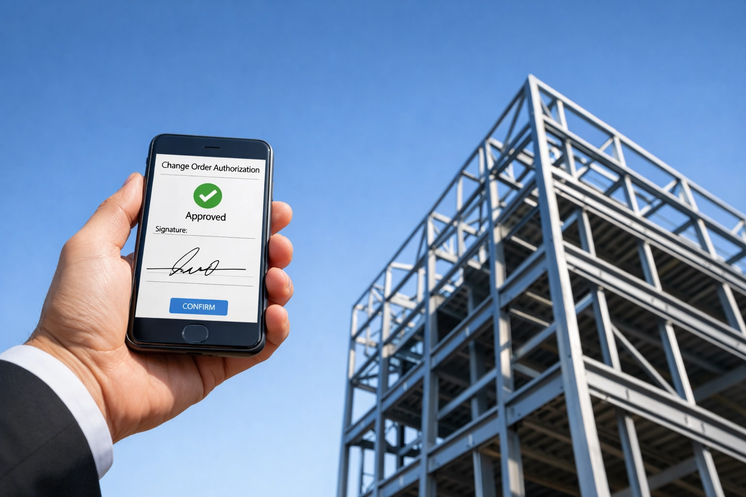 Using digital authorization for change orders to streamline construction project management services on-site.