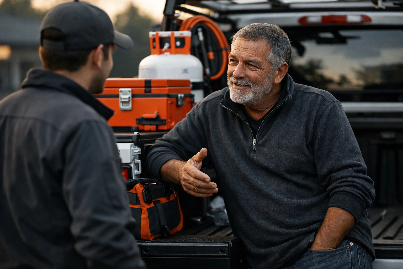 HVAC trade leadership and mentorship showing a professional giving feedback to a technician.