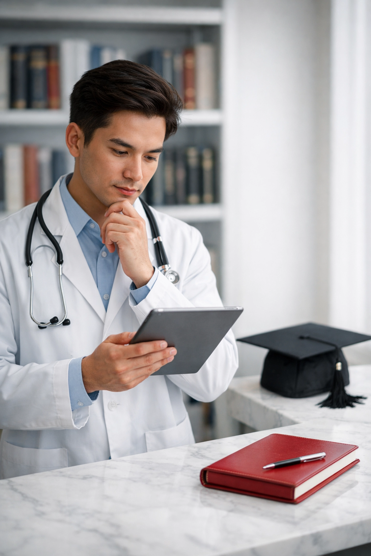 Why Physicians Need Specialized Financial Planning (And What That Actually Looks Like in Practice) 2 Young physician reviewing a digital roadmap for specialized physician financial planning.