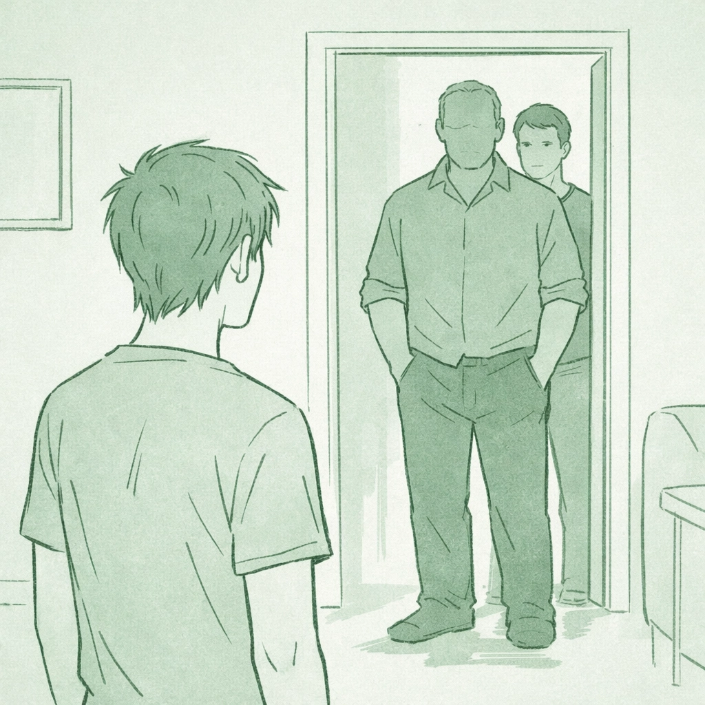 Young man confronting new step-father and stepbrother in gay contemporary romance