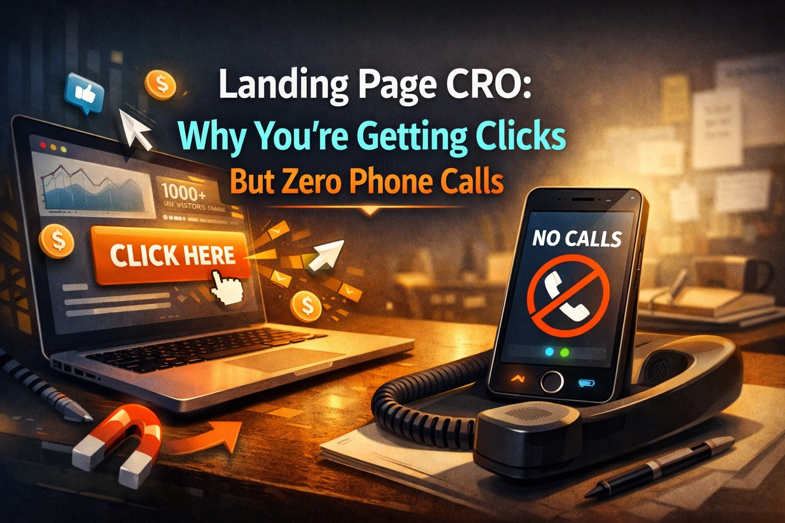 A professional digital marketing dashboard showing emerald green conversion spikes and deep navy performance metrics for a local service business.