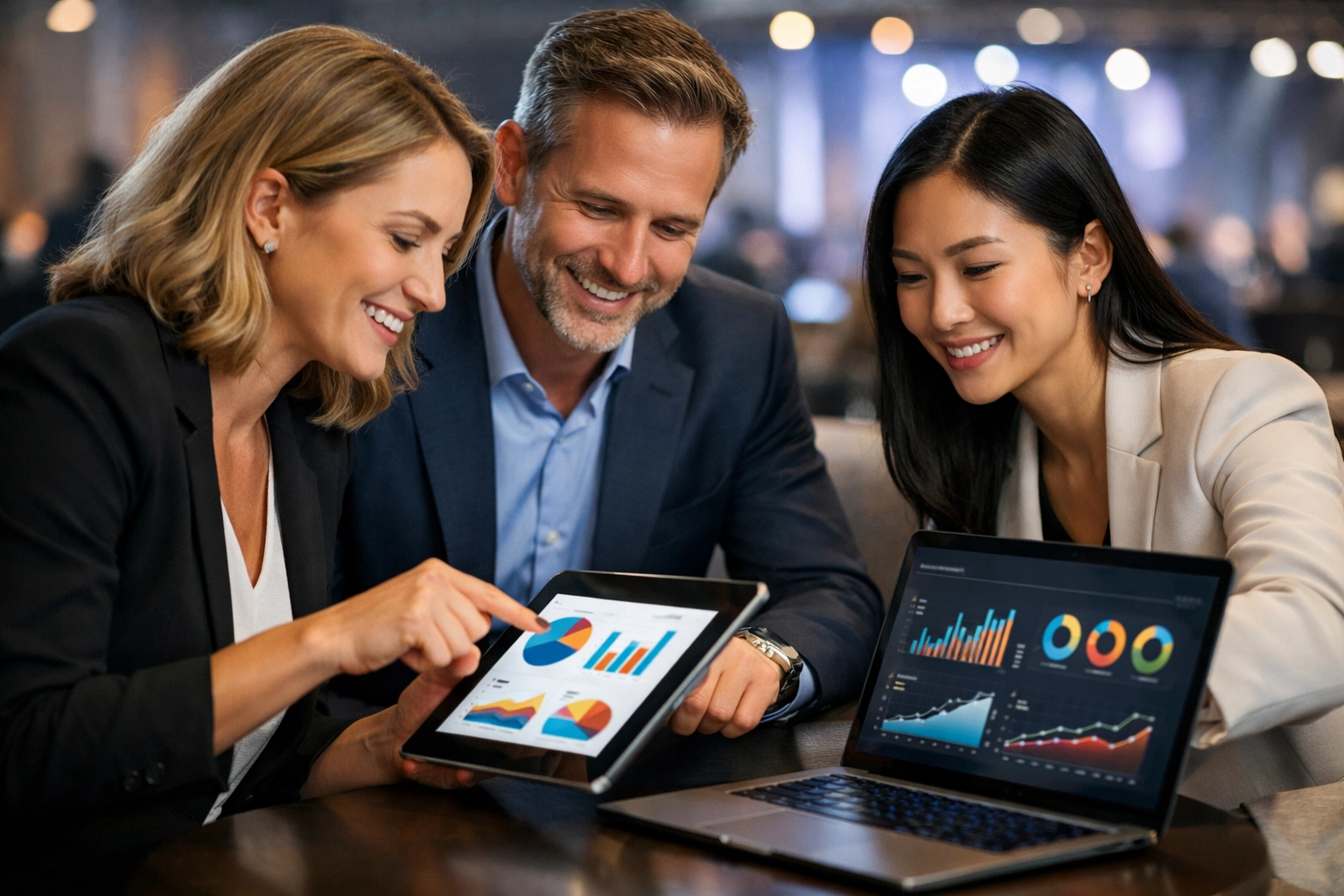 Dakdan Worldwide strategists analyzing event engagement metrics to optimize performance and brand visibility.