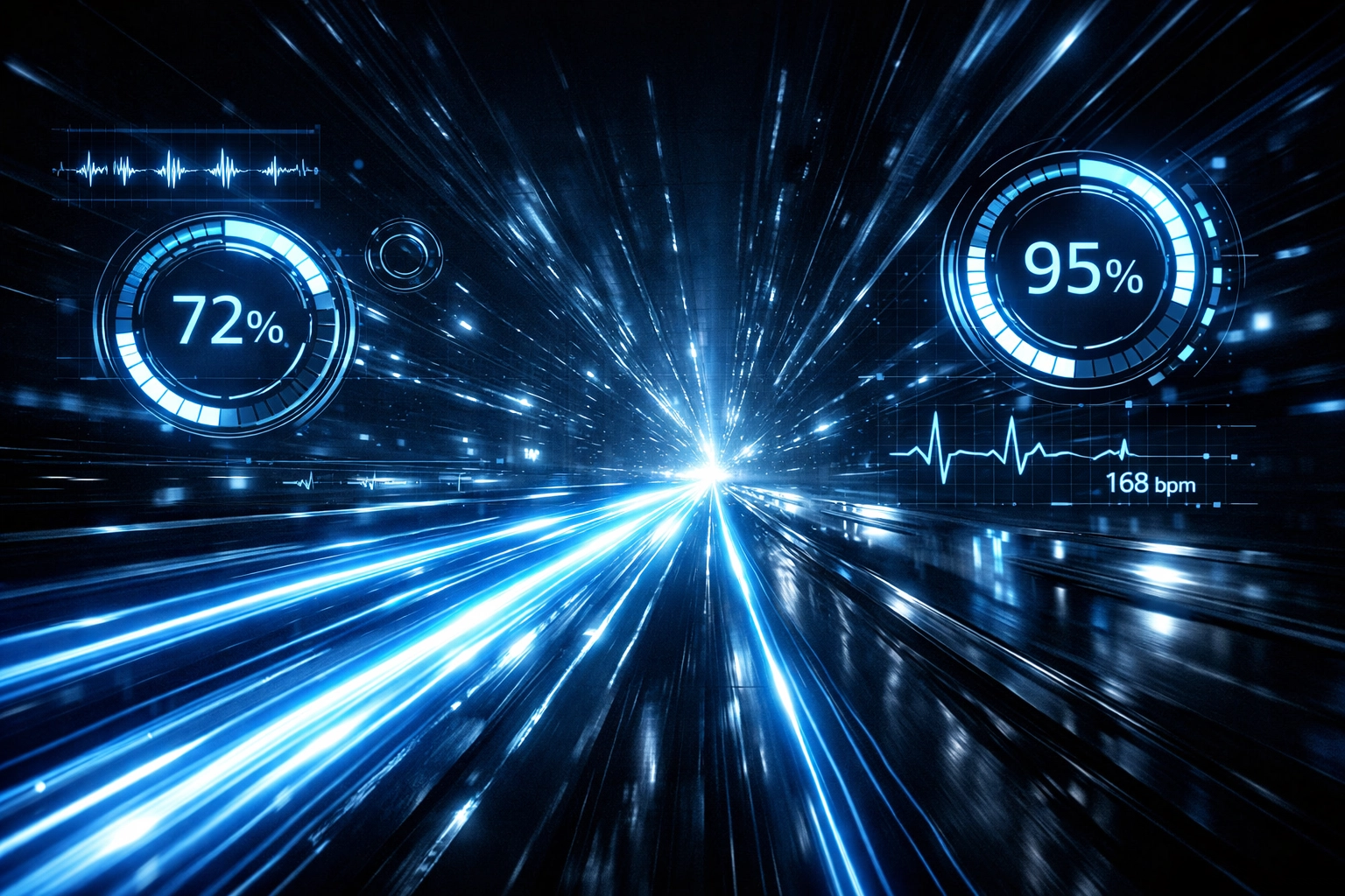 High-speed data stream symbolizing WordPress performance monitoring and technical site optimization.