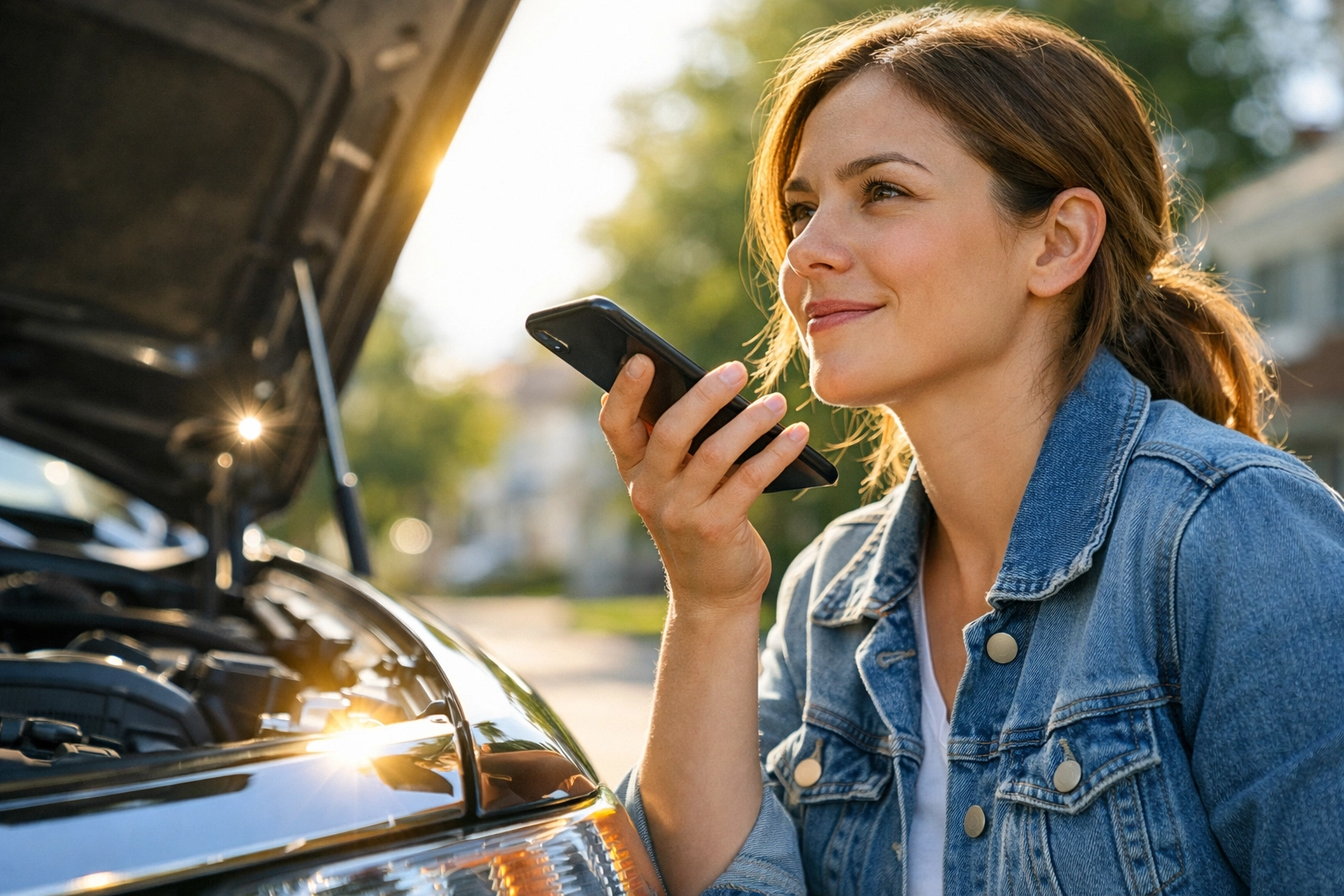 A person using their phone for an emergency loan Canada after an unexpected car breakdown.