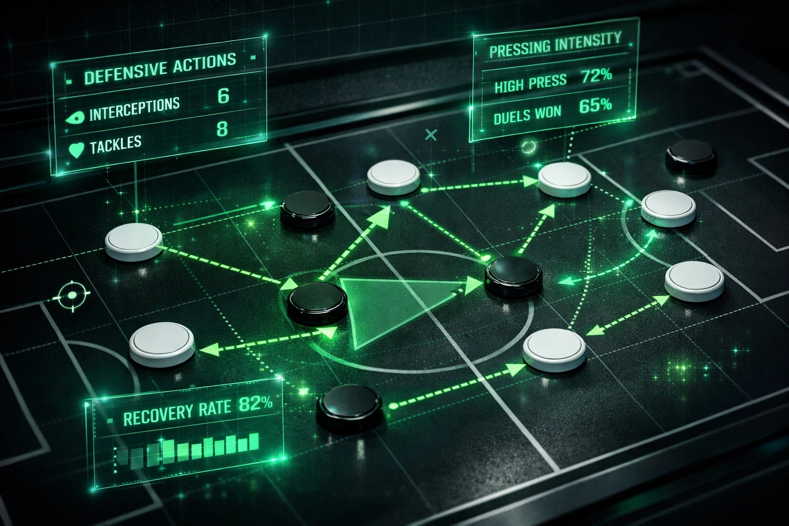 Tactical board with data overlays analyzing derby match statistics and team performance