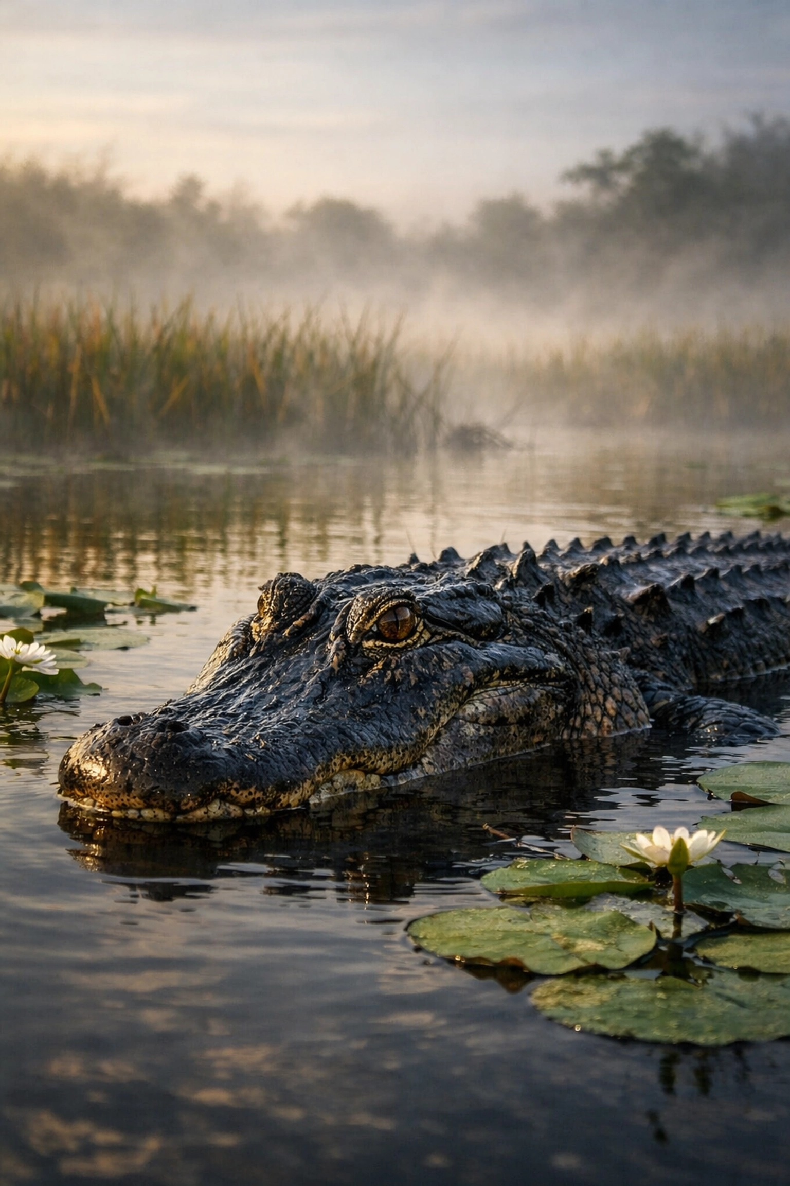 The Ultimate Guide to Photography in All 63 US National Parks: Everything You Need to Succeed 3 Wildlife photography of an alligator in the misty morning waters of Everglades National Park.