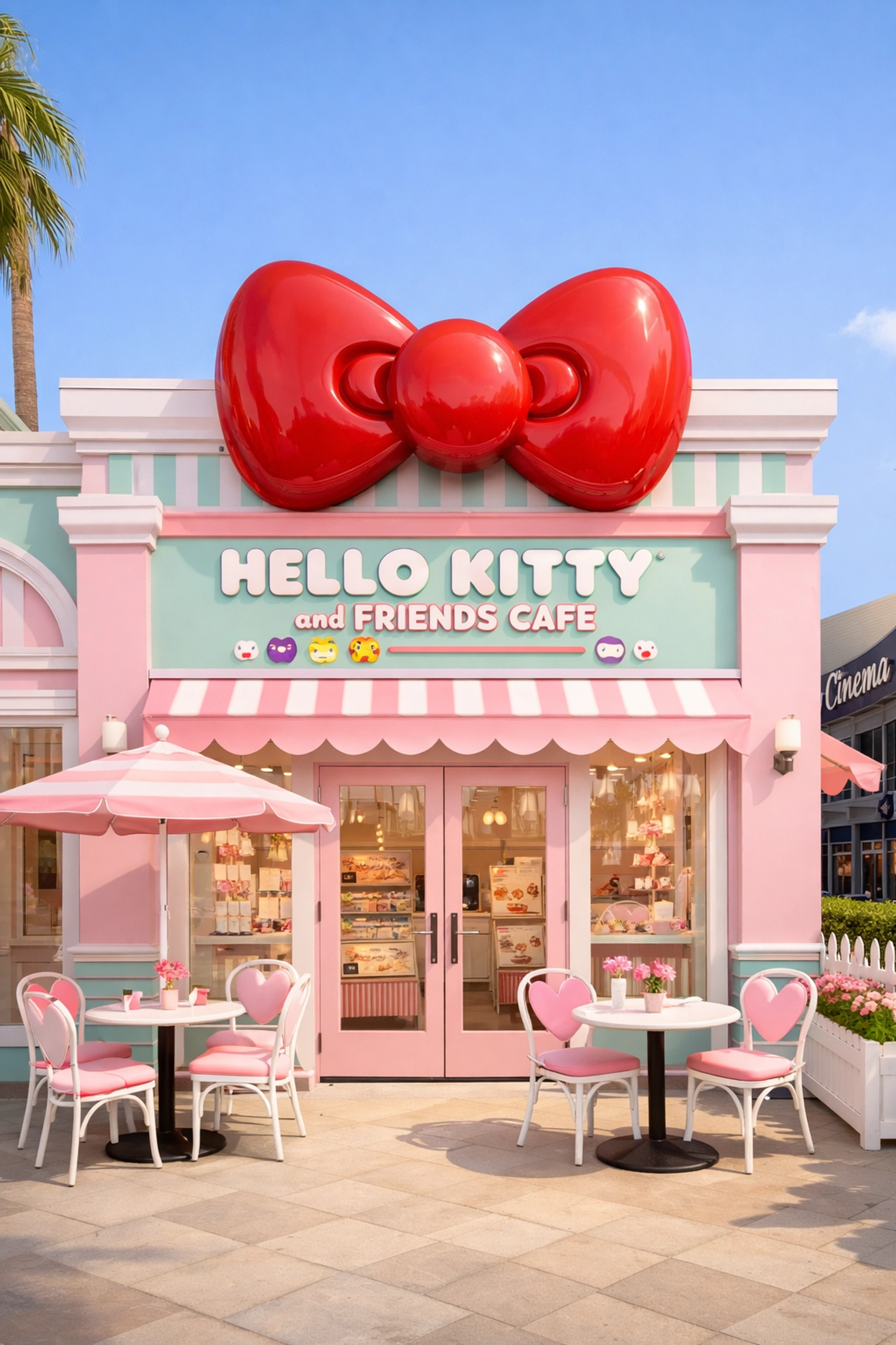 Universal Studios Hollywood Photography Guide 2026: Why Everyone Is Talking About These New Photo Spots 2 The pastel exterior of the Hello Kitty and Friends Cafe, a popular photography location at Universal CityWalk.