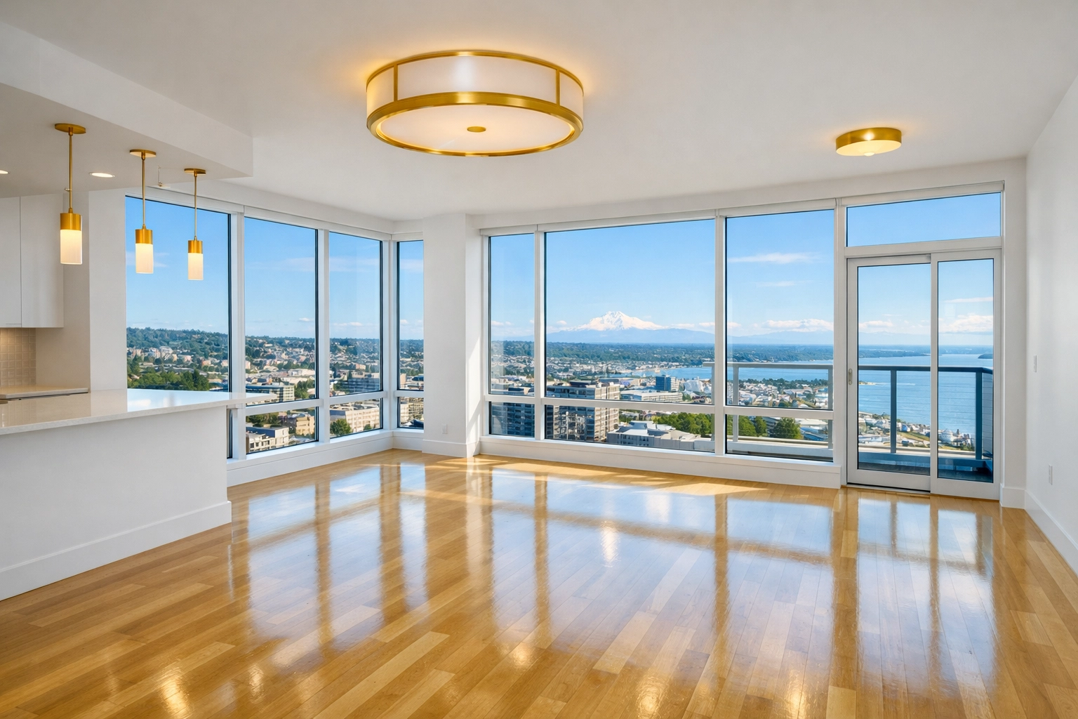 Pristine empty Everett apartment with buffed floors, ideal for professional move-in cleaning services Everett MA.