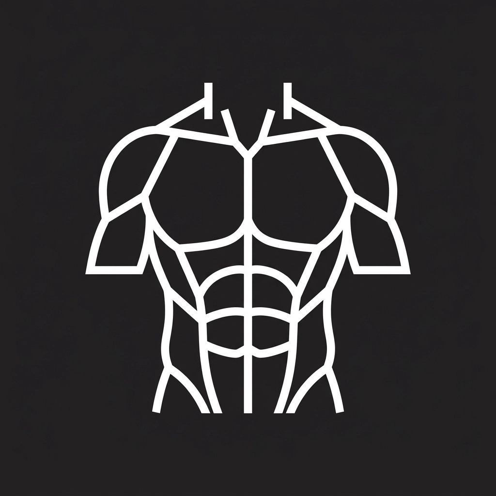 A minimalistic iconographic black and white graphic representing 'Composition and Form' with a stylized human torso silhouette.
