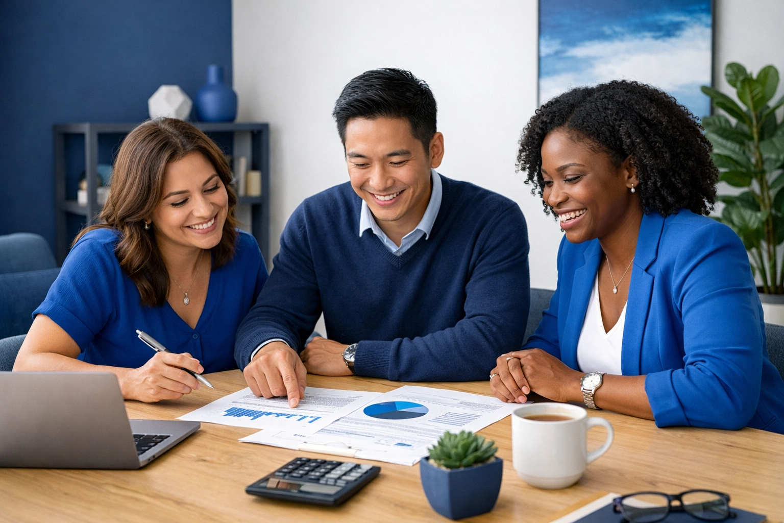 Diverse professionals collaborating on tax planning and payroll services for small business growth.