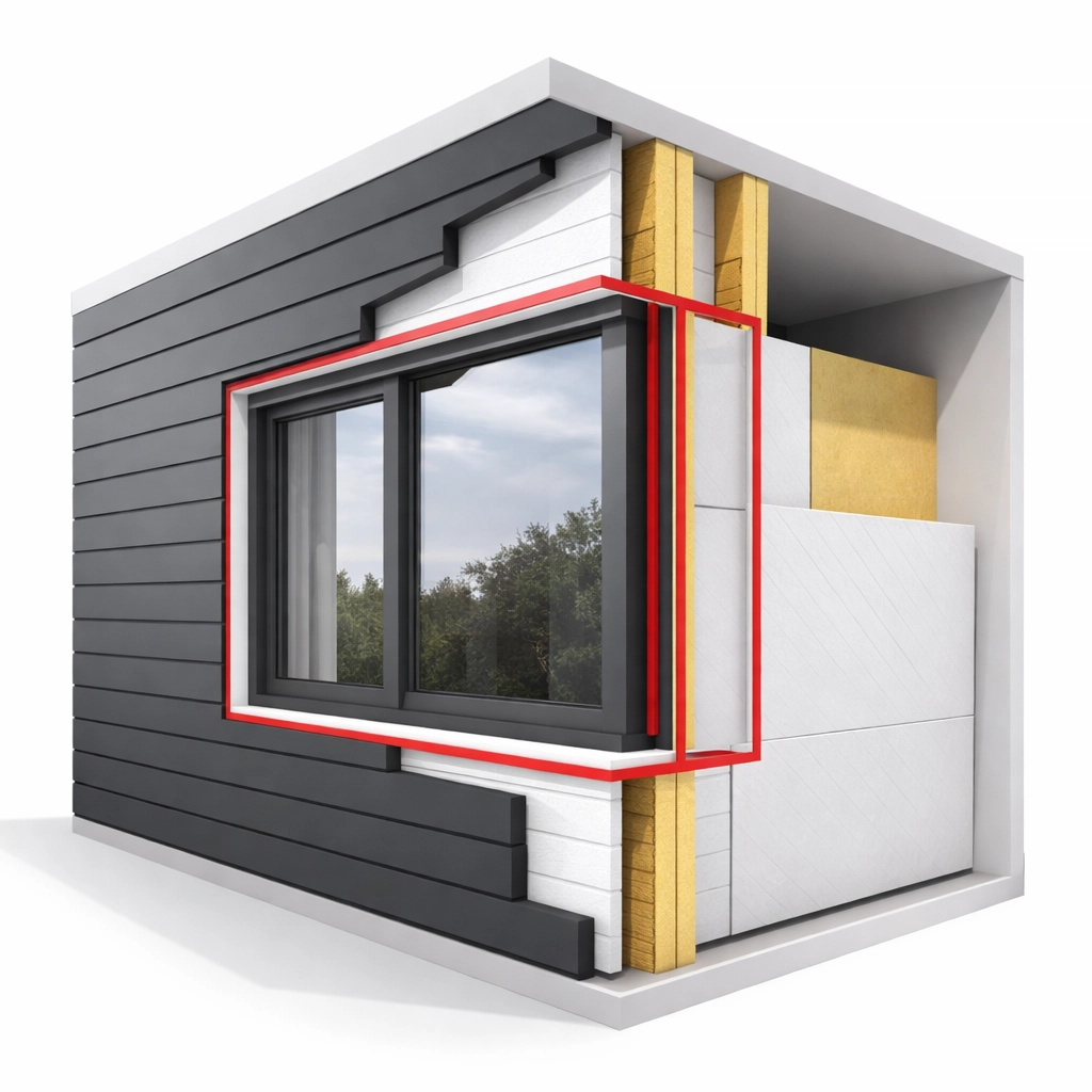 Cutaway view of an energy-efficient Chattanooga home exterior showing siding, insulation, and weather barriers for lower energy bills.