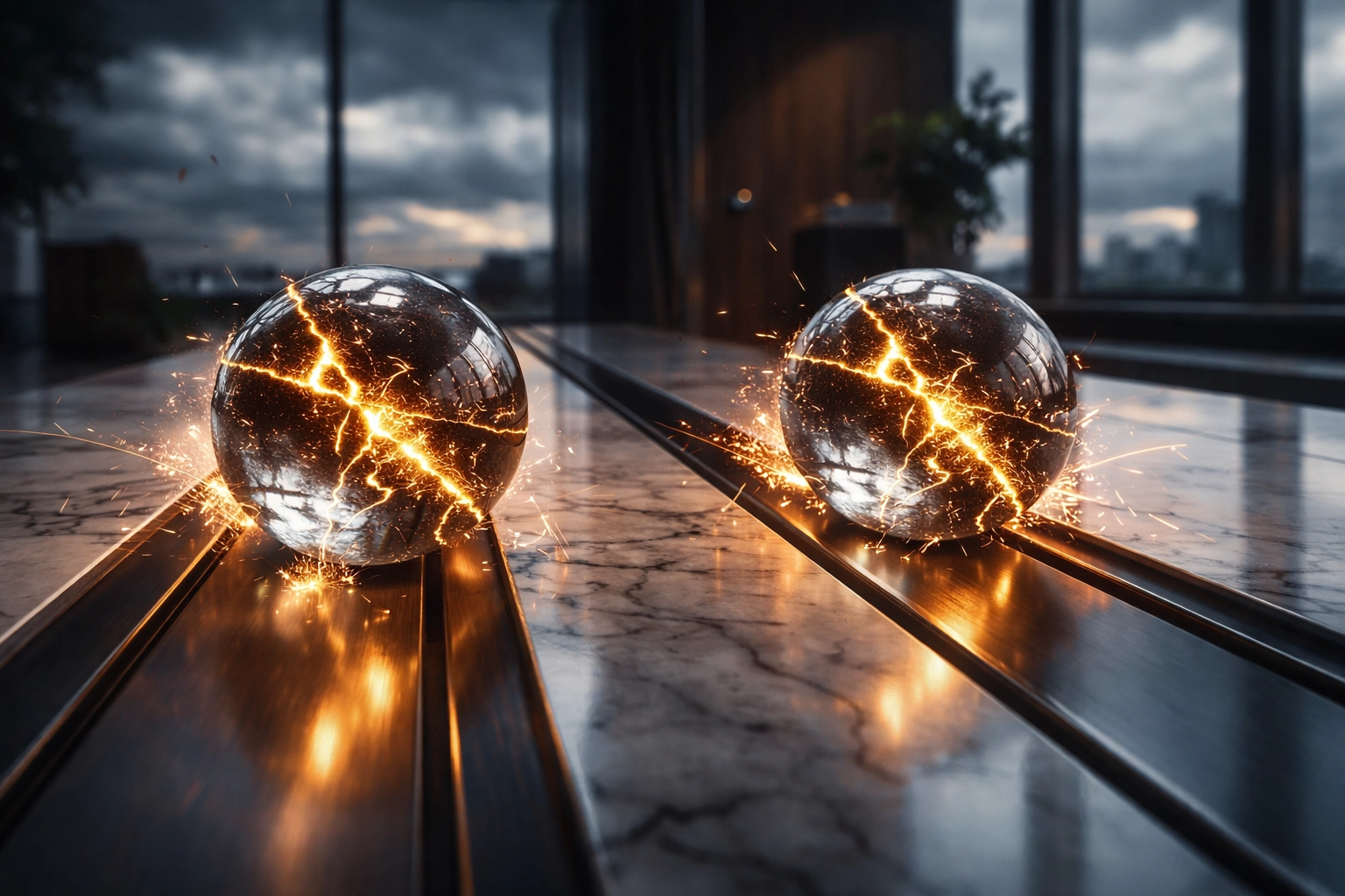 Symbolic image of market downturn with two failing assets, highlighting stock and bond correlation risks