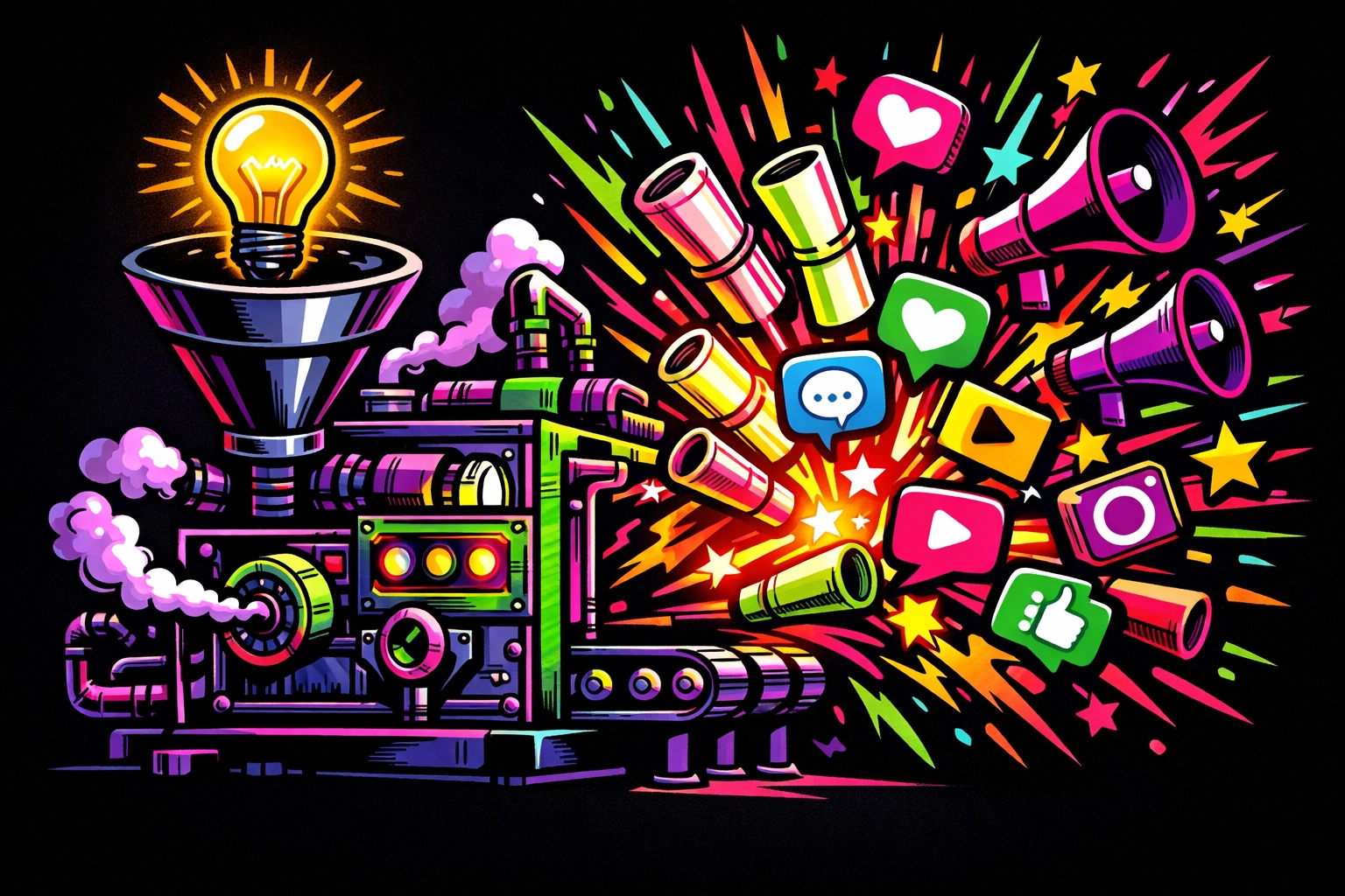 AI content generator for small business transforming a single idea into diverse marketing and social posts.