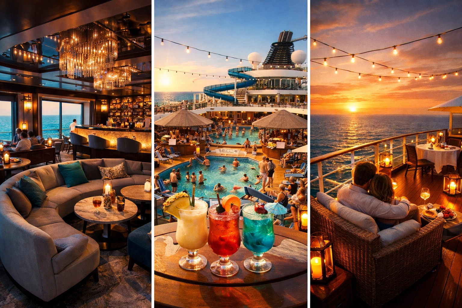 Comparison of three luxury cruise ship deck experiences for adults only lifestyle cruises
