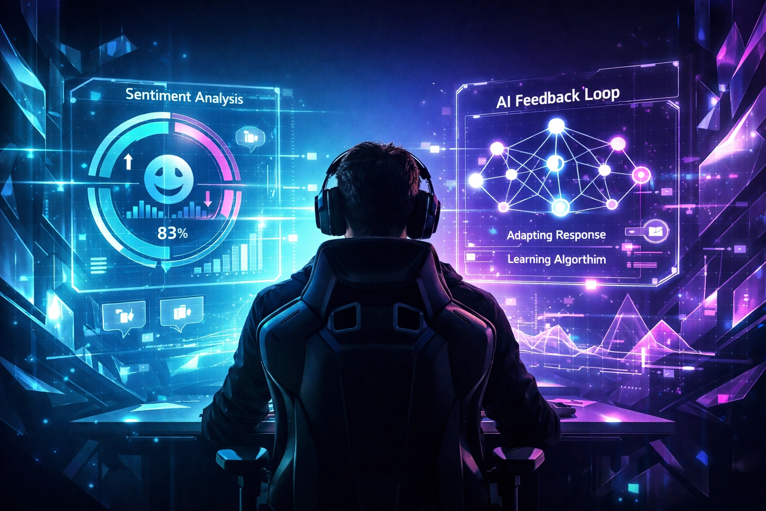 Gamer using real-time AI sentiment analysis for authentic Gen Z brand engagement.