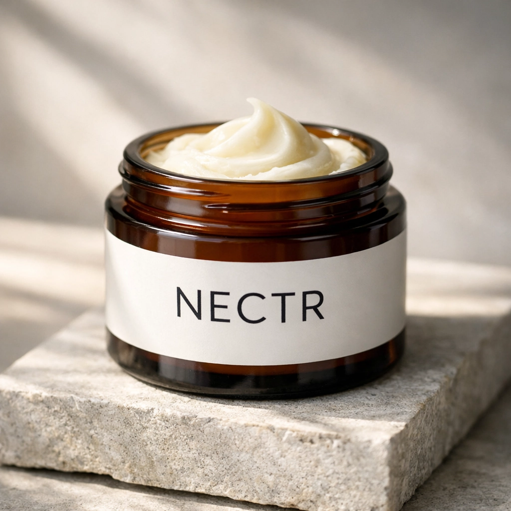 Premium NECTR beef tallow balm jar, showcasing a bio-identical lipid profile for ancestral skincare.