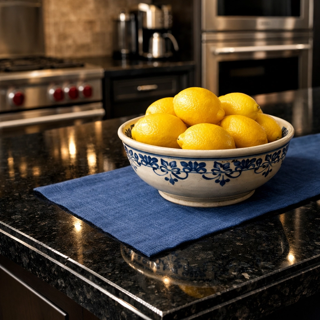 Spotless granite kitchen island showing the results of professional cleaners in Leominster MA.
