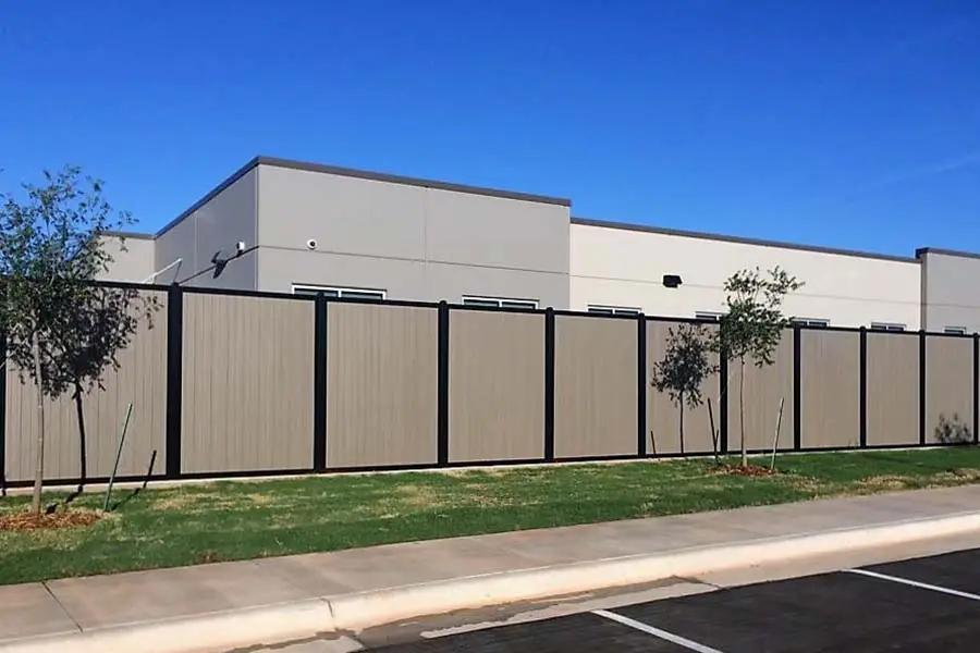 High-Security Timber-Effect Commercial Fence