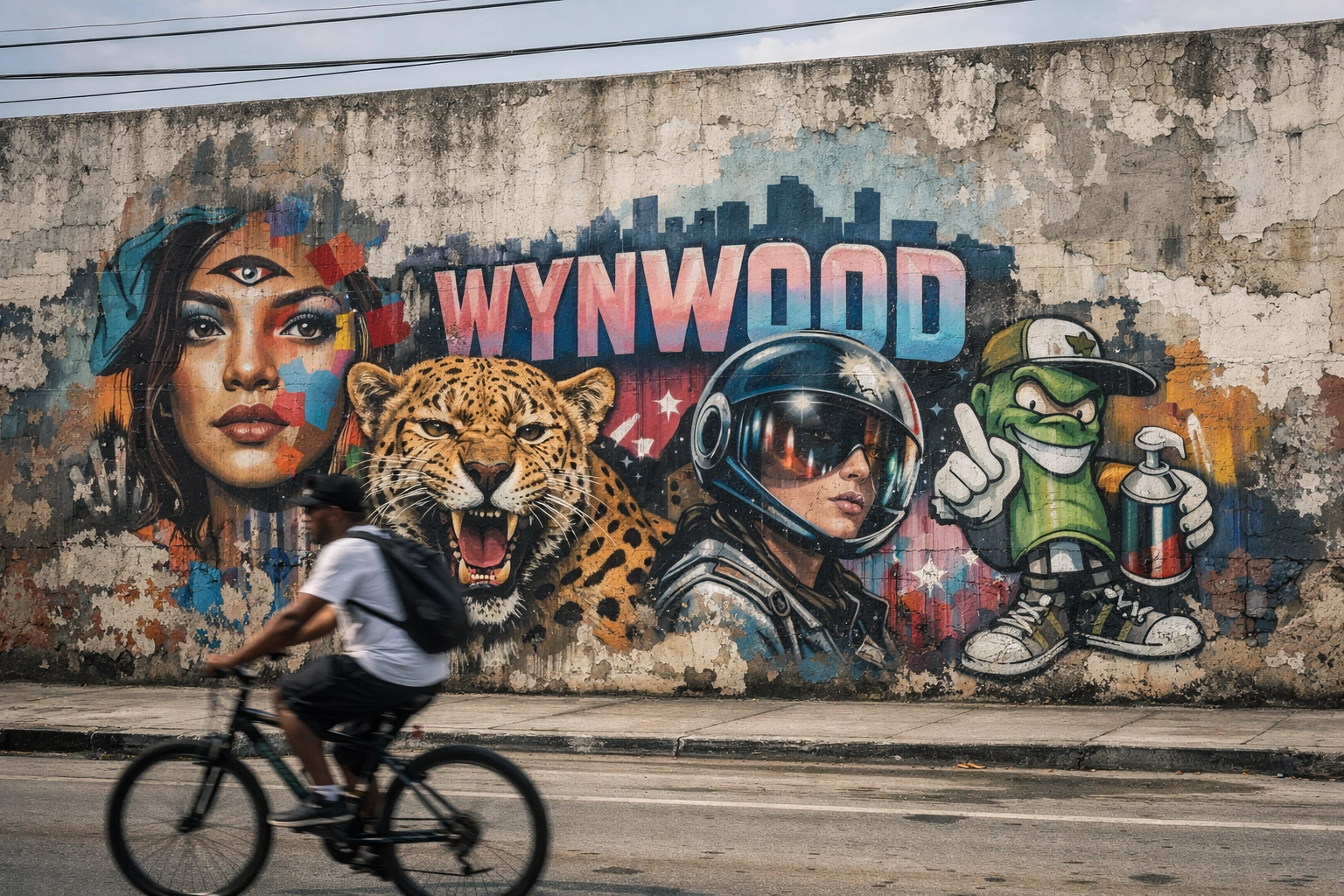 Street art mural in Wynwood Art District, one of the best places to take pictures in Miami.